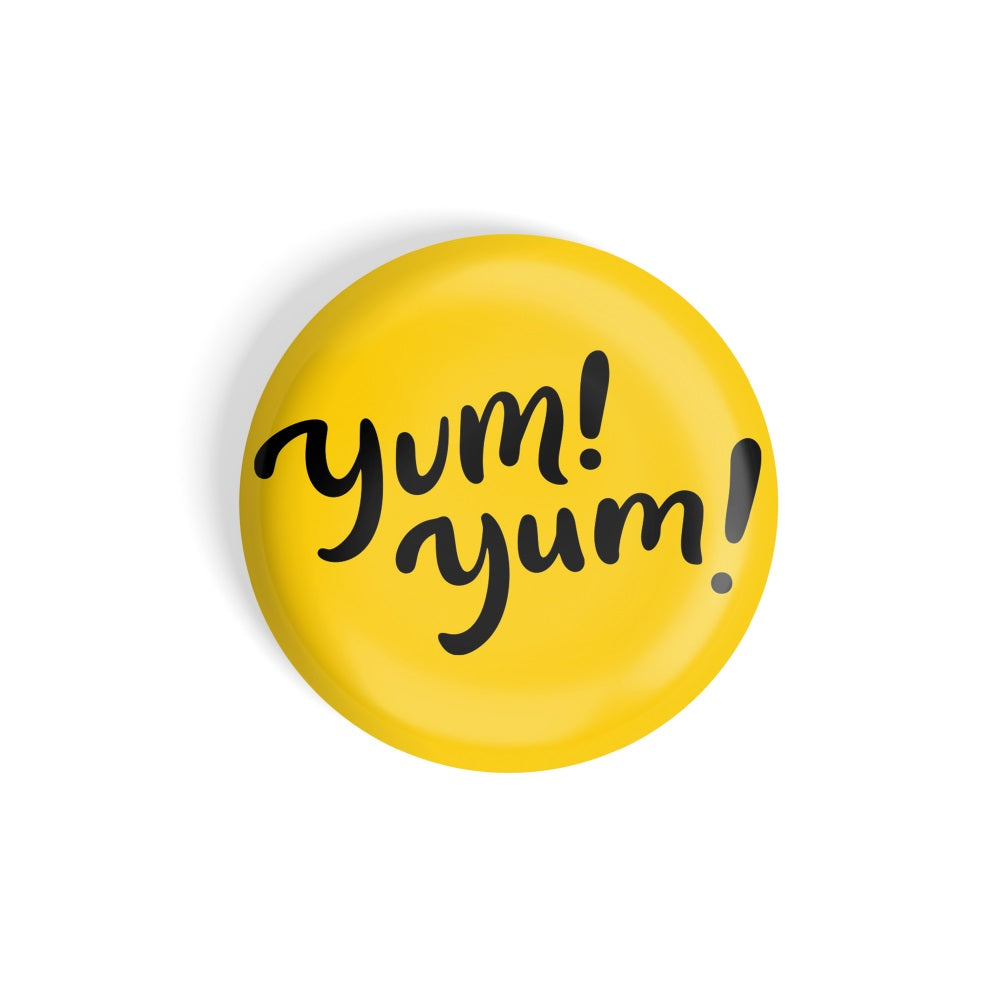 dhcrafts Round Fridge Magnet Yellow Food Lovers Yom Yum Glossy Finish Design Pack of 1 (75 mm)